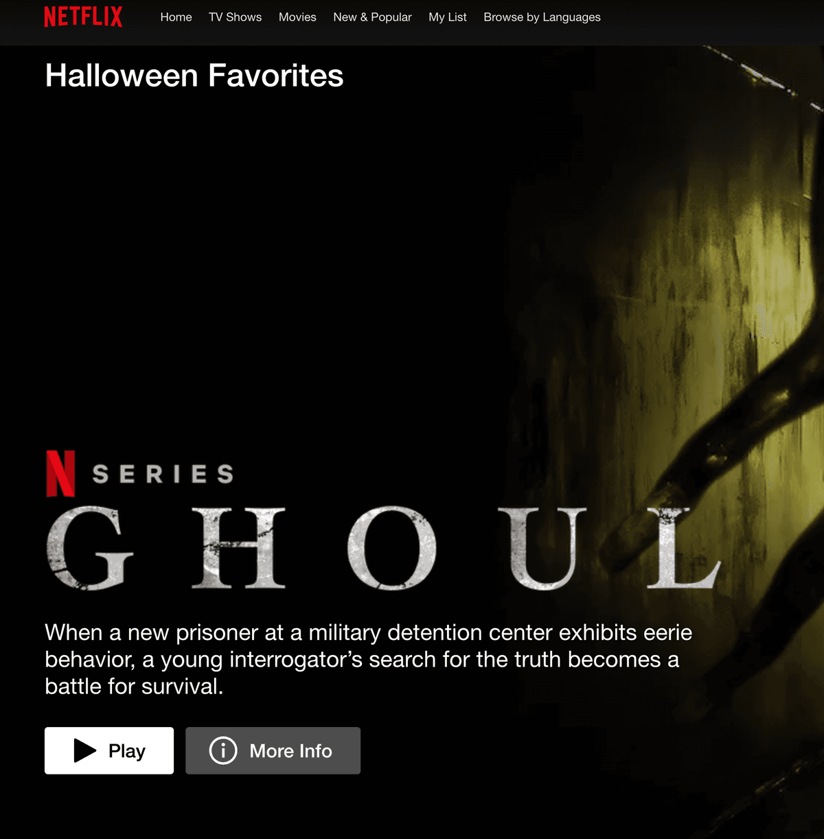 Imagem de uso de códigos Netflix para Terror