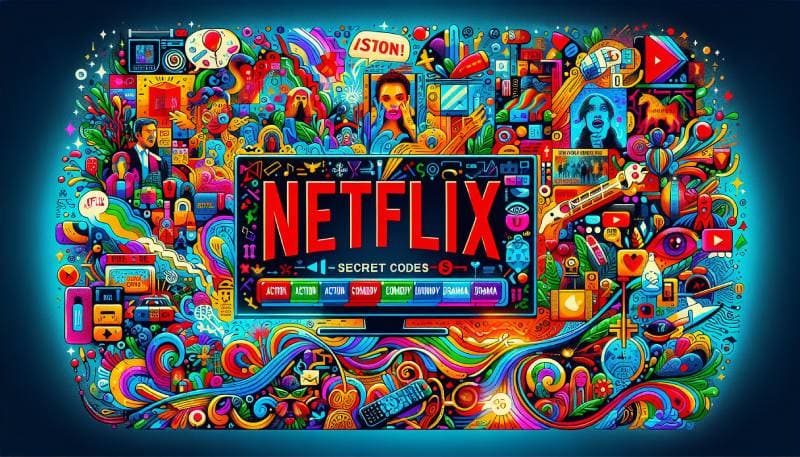 Une illustration expliquant les codes secrets de Netflix, présentant diverses catégories et genres cachés disponibles sur la plateforme.