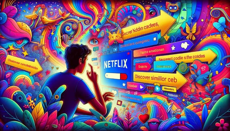 Une représentation visuelle des codes secrets Netflix populaires pour 2024, mettant en évidence divers genres et catégories de films.